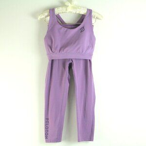 Peloton Purple Essential Capri Leggings Matching Strappy Move Top Outfit S M